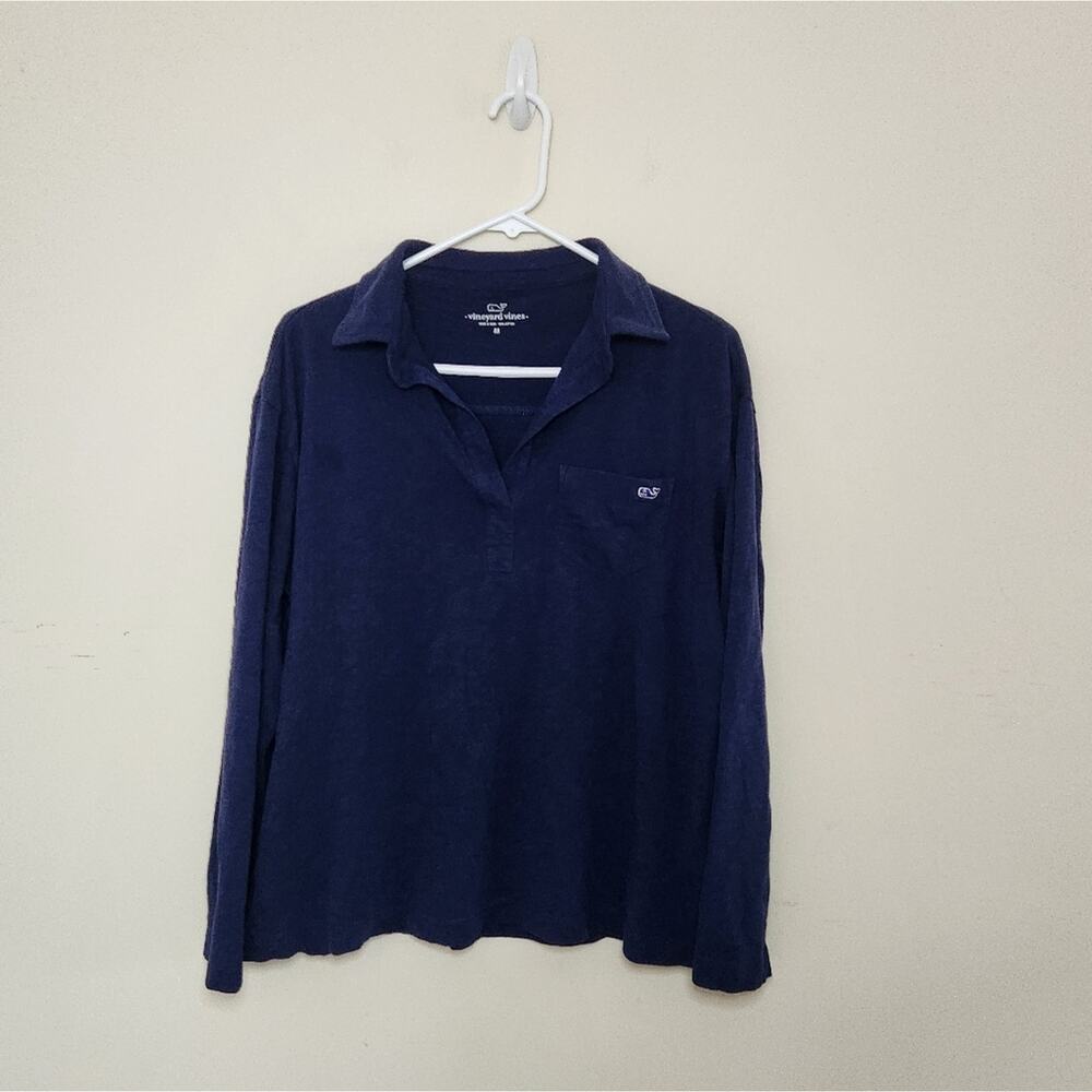 Women's Vineyard Vines Blue V Neck Shirt Sz Medium - Picture 5 of 6